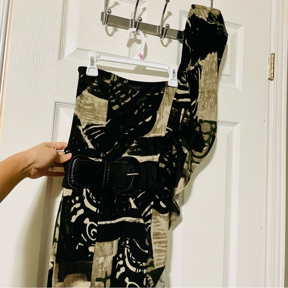 Misope One Shoulder Dress with Ruffled Sleeve and Removable Belt - Picture 5 of 9